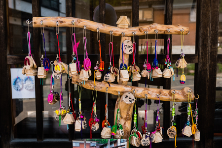 Shirakawa-go, Japan - May 2, 2016: Small wooden gassho houses souvenirs in Shirakawa-go. Shirakawa-go is one of Japan's UNESCO World Heritage Sites located in Gifu Prefecture, Japan.のeditorial素材
