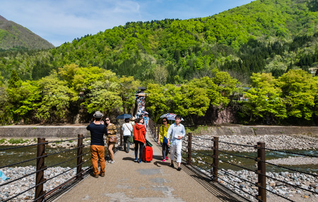 Shirakawa-go, Japan - May 2, 2016: Entrance to Historical village of Shirakawa-go. Shirakawa-go is one of Japan's UNESCO World Heritage Sites located in Gifu Prefecture, Japan.のeditorial素材