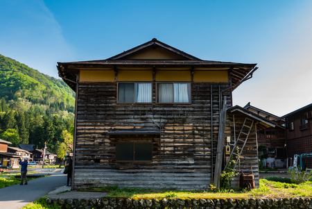 Shirakawa-go, Japan - May 2, 2016: Old wooden house in Shirakawa-go. Shirakawa-go is one of Japan's UNESCO World Heritage Sites located in Gifu Prefecture, Japan.のeditorial素材