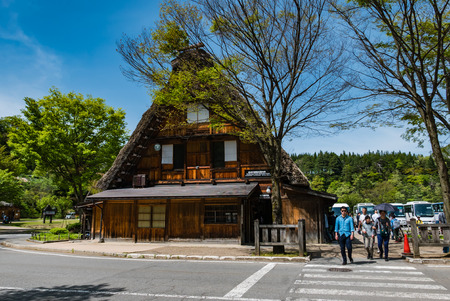 Shirakawa-go, Japan - May 2, 2016: Shirakawa-go tourist information center in Shirakawa-go. Shirakawa-go is one of Japan's UNESCO World Heritage Sites located in Gifu Prefecture, Japan.のeditorial素材