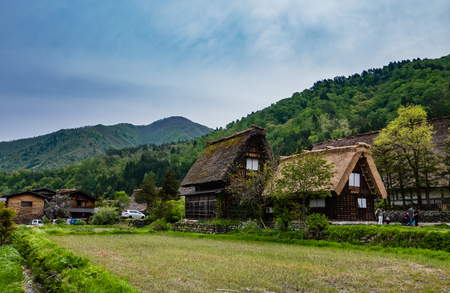 Shirakawa-go, Japan - May 3, 2016: Traditional gassho-zukuri houses in Shirakawa-go. Shirakawa-go is one of Japan's UNESCO World Heritage Sites located in Gifu Prefecture, Japan.のeditorial素材