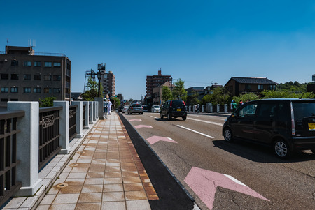 Kanazawa, Japan - May 4, 2016: Asanogawa Ohashi Bridge in Kanazawa, Ishikawa Prefecture, Japan.のeditorial素材