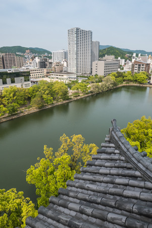 Hiroshima, Japan - May 5, 2016: Hiroshima cityscape view from the Hiroshima castle.のeditorial素材
