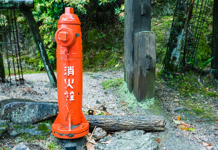 Miyajima, Japan - May 6, 2016: Old fire hydrant on Miyajima Island.  Miyajima island is a famous island shrine-town is a UNESCO World Heritage Site and a major tourism destination.のeditorial素材