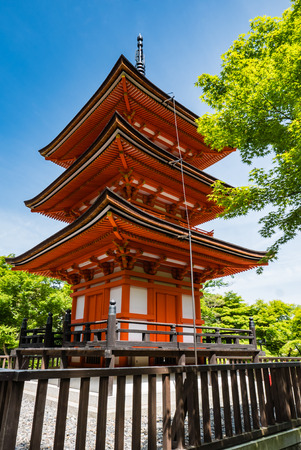 Kyoto, Japan - May 8, 2016: Pagoda at Kiyomizu-dera Temple in Kyoto, Japan in the morning.のeditorial素材