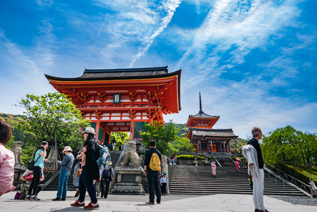 Kyoto, Japan - May 8, 2016: Tourist visiting Kiyomizu-dera Temple in Kyoto, Japan in the morning.のeditorial素材