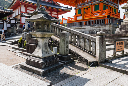 Kyoto, Japan - May 8, 2016: Stone Lantern at Kiyomizu-dera Temple in Kyoto, Japan in the morning.のeditorial素材