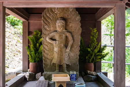 Kyoto, Japan - May 8, 2016: Stone staute at Kiyomizu-dera Temple in Kyoto, Japan in the morning.のeditorial素材