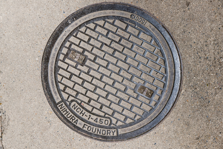 Kyoto, Japan - May 8, 2016: Manhole cover at  Kiyomizu-dera Temple in Kyoto, Japan in the morning.のeditorial素材