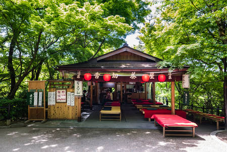 Kyoto, Japan - May 8, 2016: Tea house at Kiyomizu-dera Temple in Kyoto, Japan in the morning.のeditorial素材