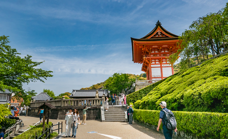Kyoto, Japan - May 8, 2016: Tourist visiting Kiyomizu-dera Temple in Kyoto, Japan in the morning.のeditorial素材