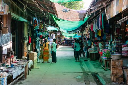 Bagan , Myanmar - October 21, 2016: Mani Sithu Market in Nyaung-U village, Bagan, Myanmar (Burma)のeditorial素材