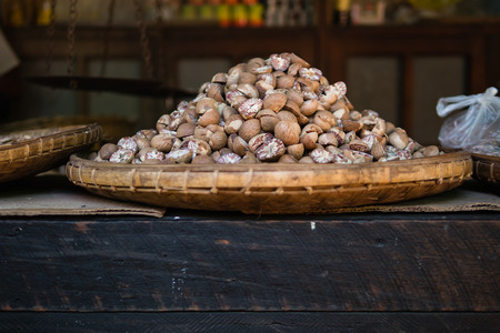 Betel nuts selling at Mani Sithu Market in Nyaung-U village, Bagan, Myanmar (Burma)の写真素材