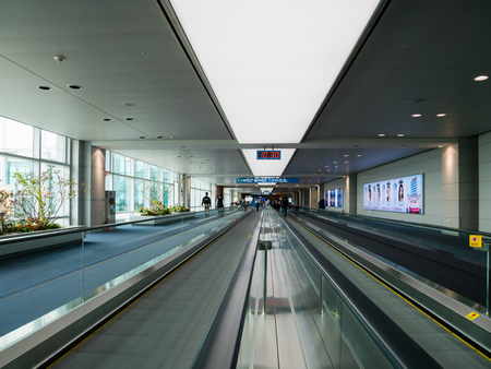 Seoul, South Korea - October 16, 2017: Interior of Incheon International Airport, this is the largest airport in South Korea, the primary airport serving the Seoul Capital Area, and one of the largest and busiest airports in the world, since 2005.のeditorial素材