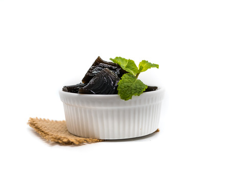Grass jelly (Mesona chinensis), vegetable jelly on isolate white backgroundの写真素材