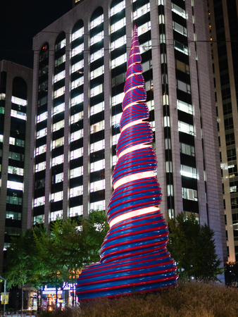 Seoul, South Korea - October 16, 2017: Spiral Sculpture at Cheongyecheon plaza near Cheonggyecheon...