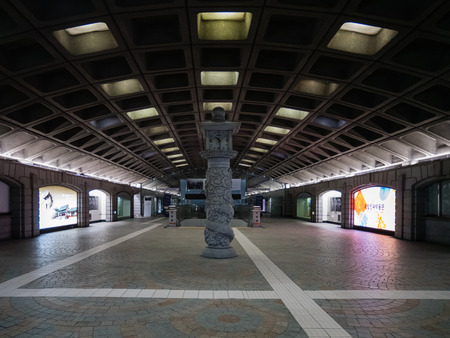 Seoul, South Korea - October 16, 2017: Interior of Gwanghwamun subway station at night in Seoul, South Korea.のeditorial素材