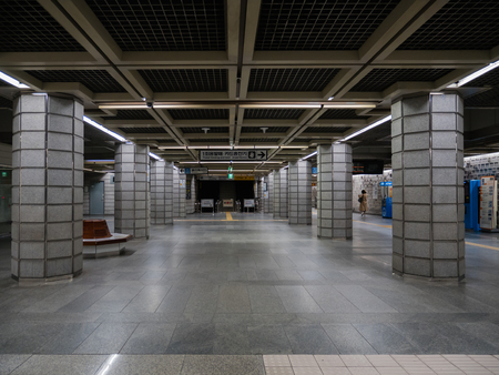 Seoul, South Korea - October 16, 2017: Interior of Gwanghwamun subway station at night in Seoul, South Korea.のeditorial素材