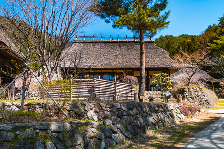 Yamanashi, Japan - April 20, 2017 : Saiko Iyashino-Sato Nenba ancient japanese village is a reconstructed Japanese village where visitors can explore In each individual building, enjoy traditional craft making activities.のeditorial素材