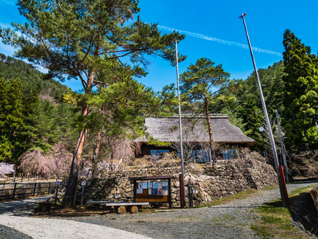 Yamanashi, Japan - April 20, 2017 : Saiko Iyashino-Sato Nenba ancient japanese village is a reconstructed Japanese village where visitors can explore In each individual building, enjoy traditional craft making activities.のeditorial素材