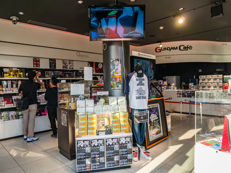 Tokyo, Japan - October 30, 2018: Gundam Cafe, official cafe and shop of Gundam at Diver city plaza Tokyo in Odaiba, Tokyo, Japanのeditorial素材