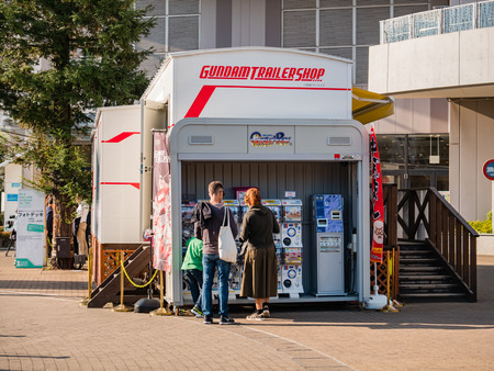 Tokyo, Japan - October 30, 2018: Gundam trailer shop, official shop of Gundam at Diver city plaza Tokyo in Odaiba, Tokyo, Japanのeditorial素材