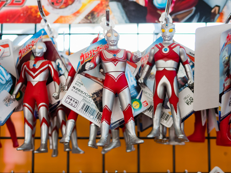 Tokyo, Japan - October 31, 2018: Toys and souvenirs selling at souvenir shop at the Tokyo Metropolitan Government building in Shinjuku, Tokyo, Japan.のeditorial素材
