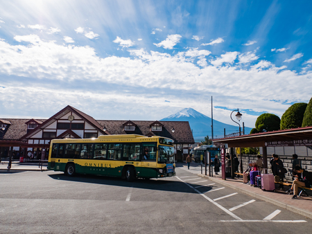 Kawaguchi, Japan - November 1, 2018: Kawaguchiko station  is a railway station on the Fujikyuko Line in Fujikawaguchiko, Yamanashi, Japan.のeditorial素材