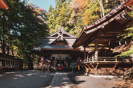 Kawaguchi, Japan - November 1, 2018: Arakura Sengen Shrine in Fujiyoshida, Yamanashi Prefecture near to Chureito Pagoda, It was built as a peace memorial in 1963のeditorial素材