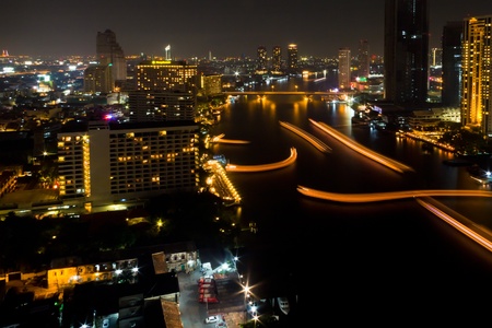 Skyscraper Bangkok downtown top View at Night from top of Bangkokの写真素材