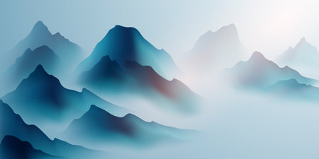 Beautiful Chinese ink landscape image design background Vector illustrationのイラスト素材