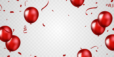 3D realistic red balloon background design vector illustration luxuryのイラスト素材