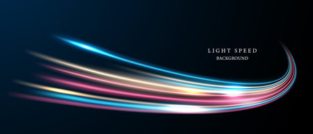 Beautiful light speed lines design on black background. Vector illustrationのイラスト素材