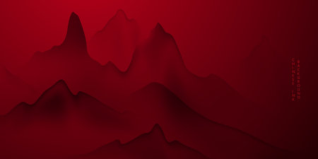 Beautiful Chinese ink landscape image design background Vector illustrationのイラスト素材