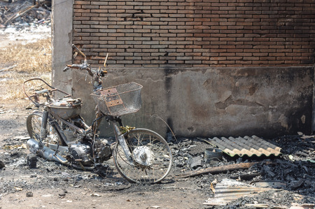Burnt motocycle or Insurance matters can use as background.の写真素材