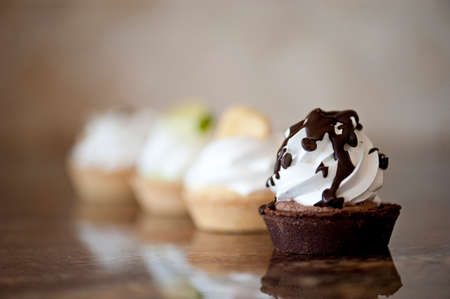 Tarts with Selective Focus on Chocolate Tartの写真素材