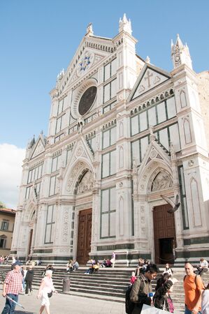 Florence, Italy-October 22, 2013: The Basilica di Santa Croce (Basilica of the Holy Cross) is the principal Franciscan church in Florence and major tourist attraction.のeditorial素材