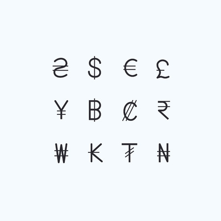 Currency Outline vector icons for web and mobile. Thin 2 pixel strokeのイラスト素材