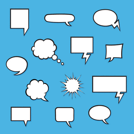 Set of comic bubbles with halftone shadows. Vector Formatのイラスト素材