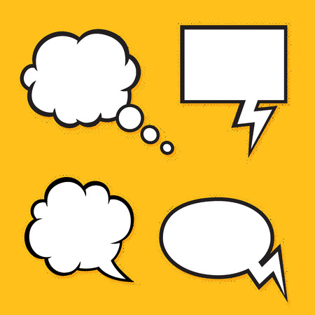 Set of comic bubbles with halftone shadows. Vector Formatのイラスト素材