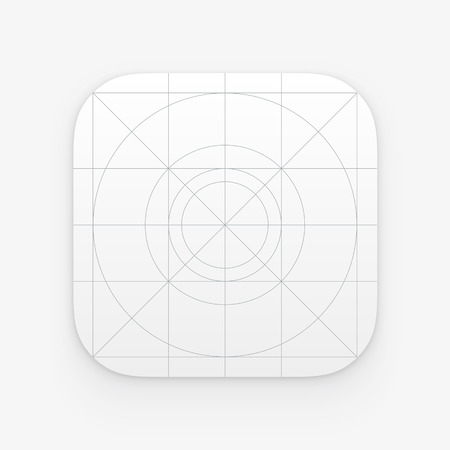 Application icon template with Guidelines, grids. Blank application icon for web and mobile. Vector isolated buttonのイラスト素材