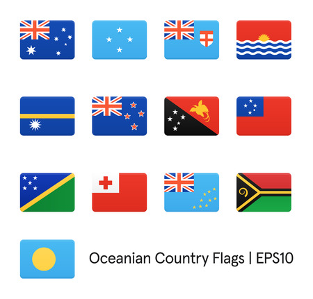 Flags Of Oceania. Vector icons set.のイラスト素材