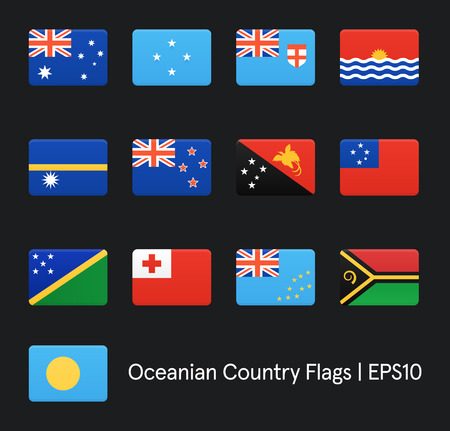 Flags Of Oceania. Vector icons set.のイラスト素材