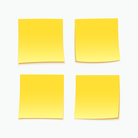 Yellow stick note, set of four vector sticky notes.のイラスト素材