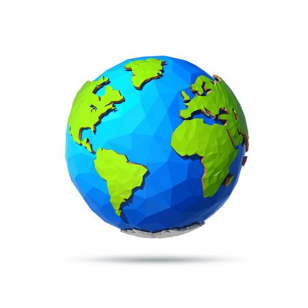 Earth Day Banner. Low poly Illustration of a earth. Environment safety celebration. Polygonal globe.のイラスト素材