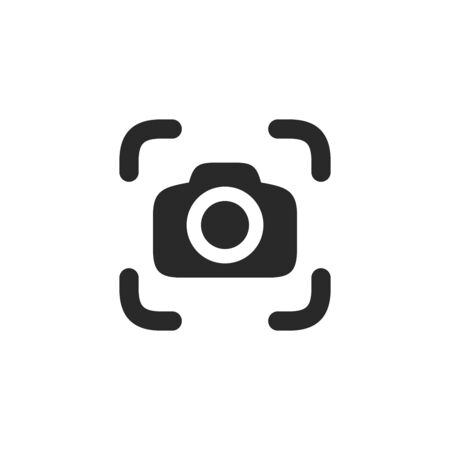 Camera Icon in flat style isolated on white background. Scanning camera glyphのイラスト素材