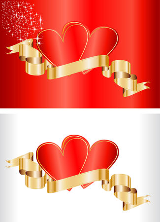 Valentine concept - cards with ribbon. Vector illustrationのイラスト素材