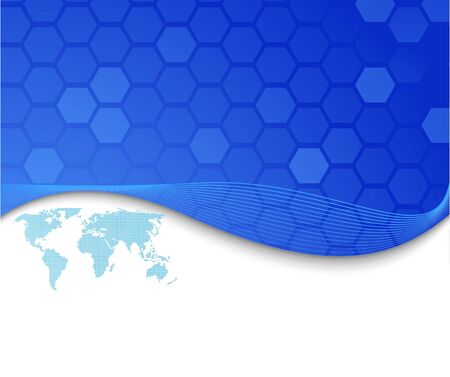 Blue card with dotted world map.のイラスト素材