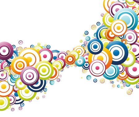 Colorful wave made of colorful circles.  illustrationのイラスト素材