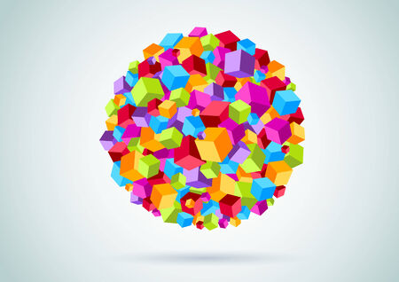 Colorful cubes form a circle  Vector illustrationのイラスト素材